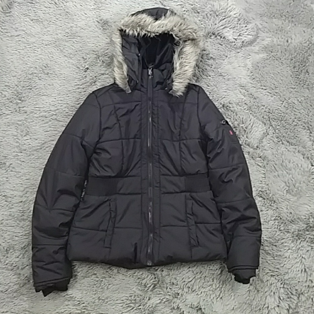 Aeropostale black fauxe fur puff jacket  large
